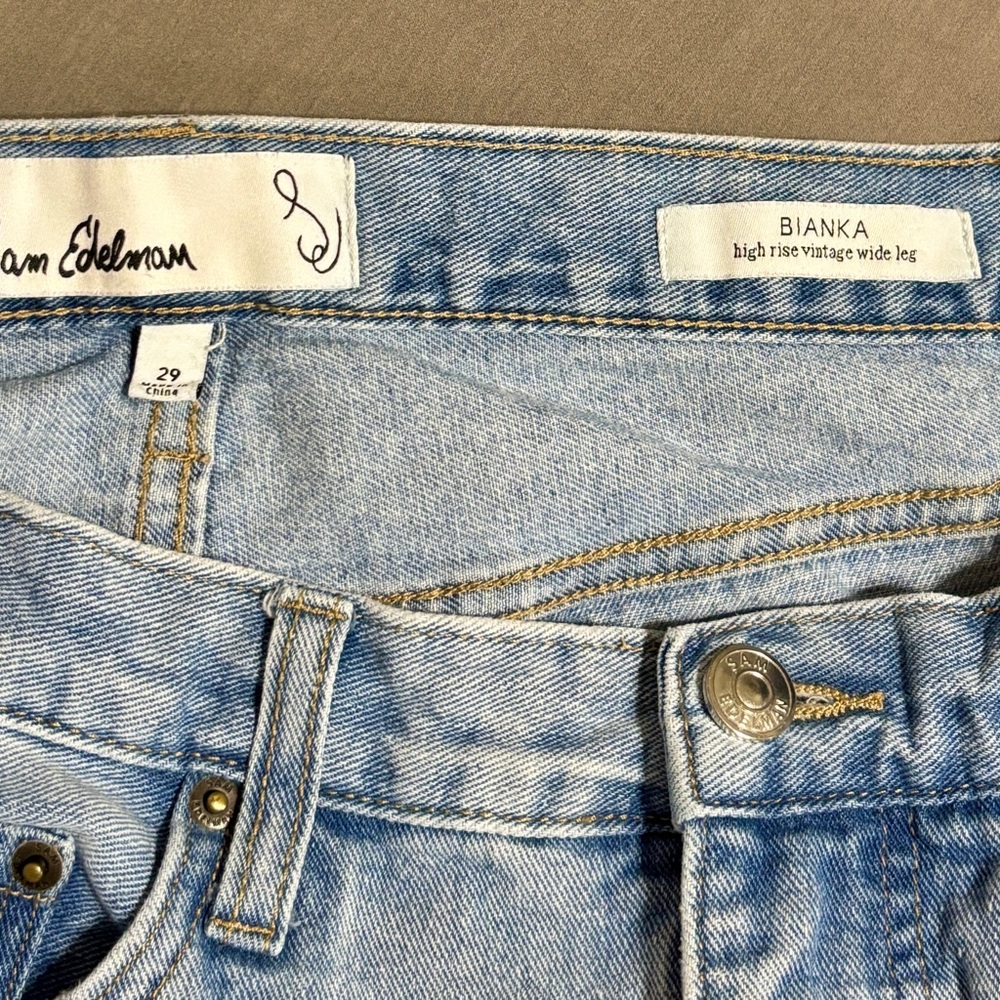 Sam Edelman High Rise Vintage Blue Jeans Size 29 Bianka Wide Leg 32” Inseam